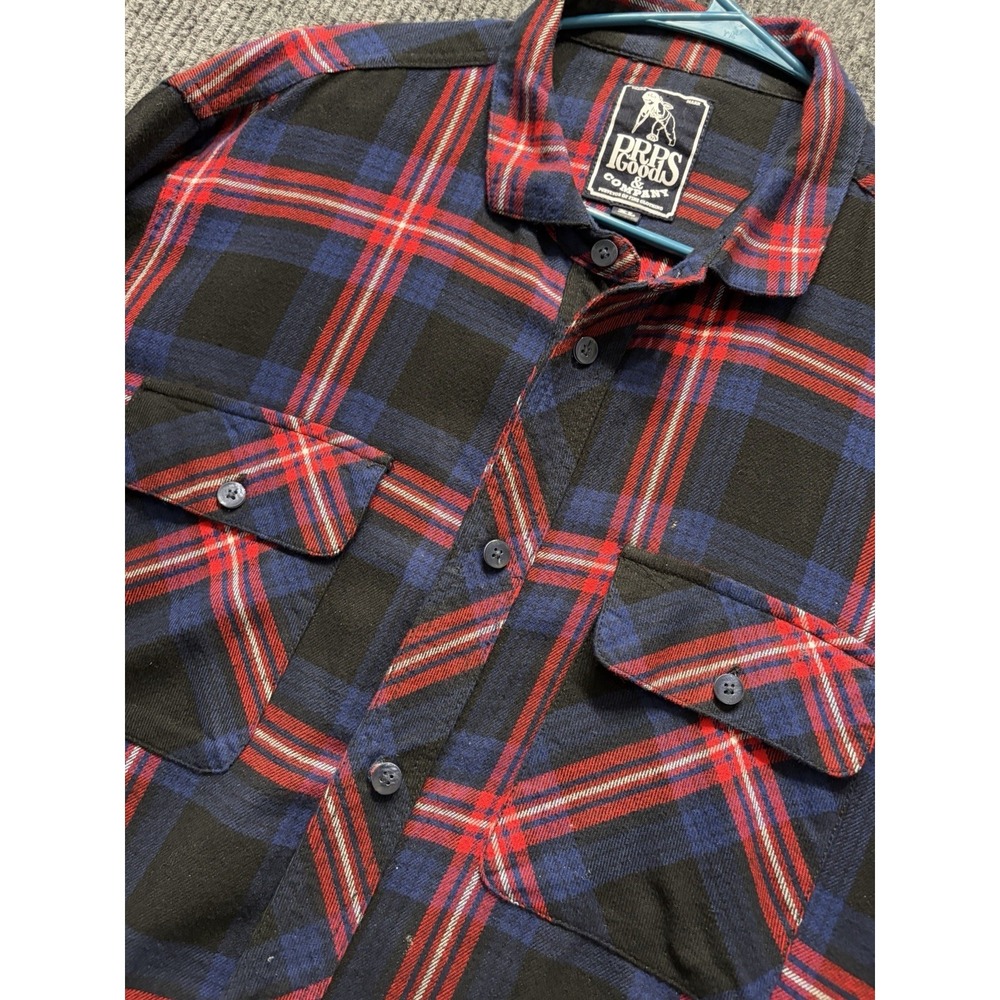 PRPS Goods & Company Mens XL Regular Plaid Long Sleeve Button Up Shirt Blue Red